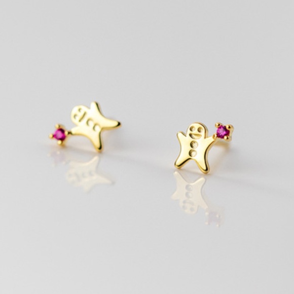 Trendy Jewels Gold and Ruby Gingerbread/Ghost/Little People Earrings - Picture 5 of 5
